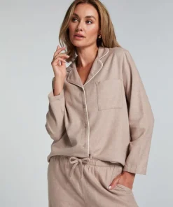 Essentials Flannel Pyjama Top - Beige