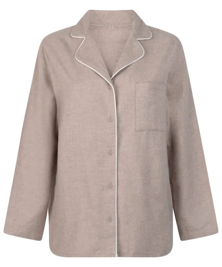 Essentials Flannel Pyjama Top - Beige