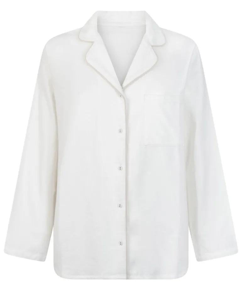 Essentials Flannel Pyjama Top - White