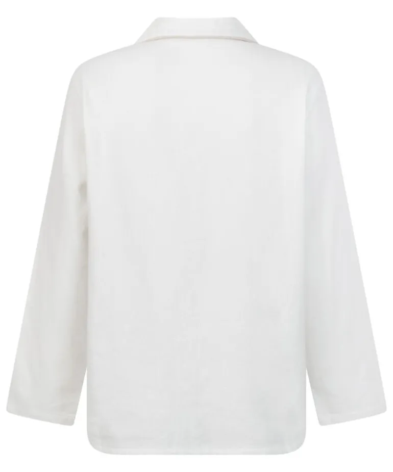 Essentials Flannel Pyjama Top - White