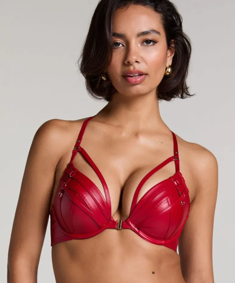 Faye Padded Underwired Push-Up Bra - Red