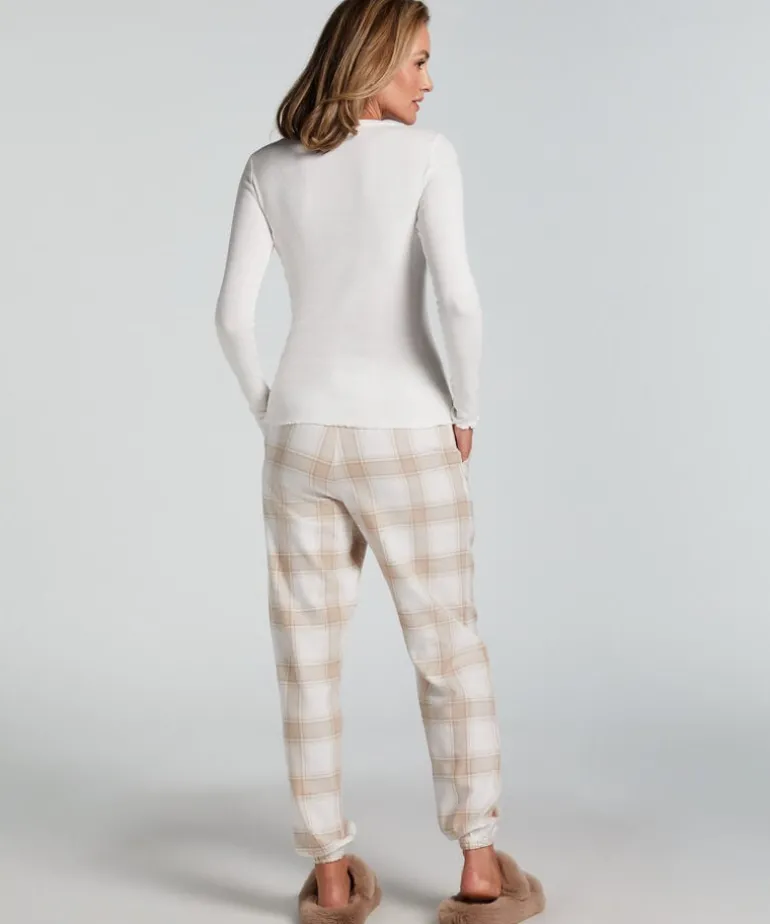 Flannel Pyjama Pants - Beige