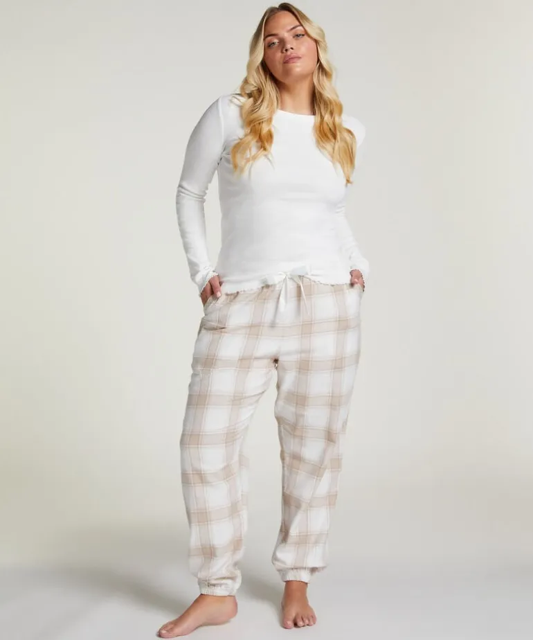 Flannel Pyjama Pants - Beige