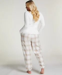 Flannel Pyjama Pants - Beige