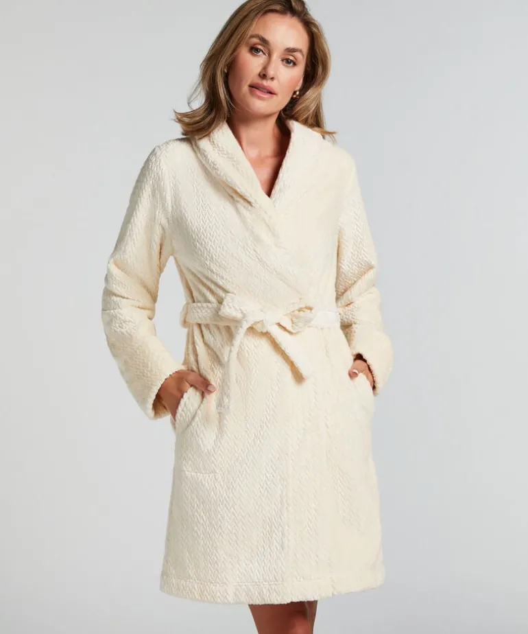 Fleece Bathrobe - White