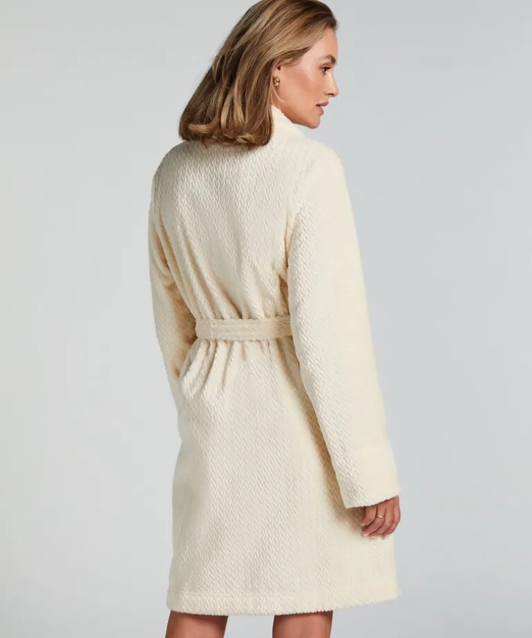 Fleece Bathrobe - White