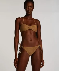 Goldie Shimmer Bandeau Bikini Top - Yellow