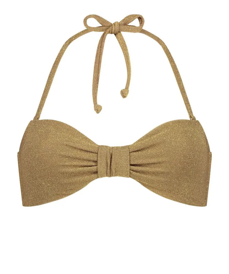 Goldie Shimmer Bandeau Bikini Top - Yellow