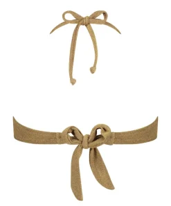 Goldie Shimmer Bandeau Bikini Top - Yellow