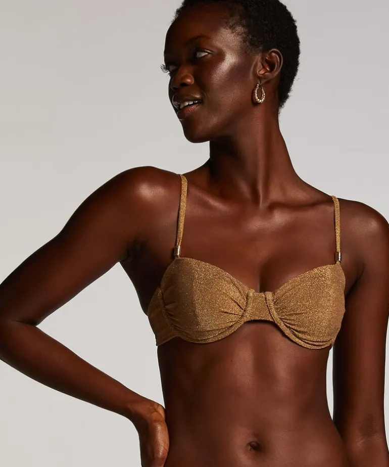 Goldie Shimmer Bikini Top - Yellow