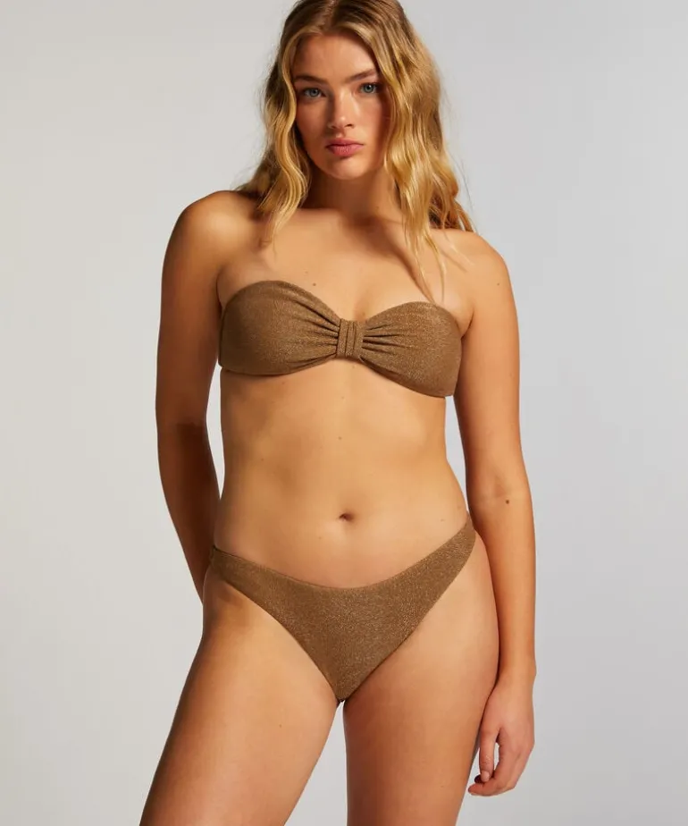 Goldie Shimmer High-Leg Bikini Bottoms - Yellow