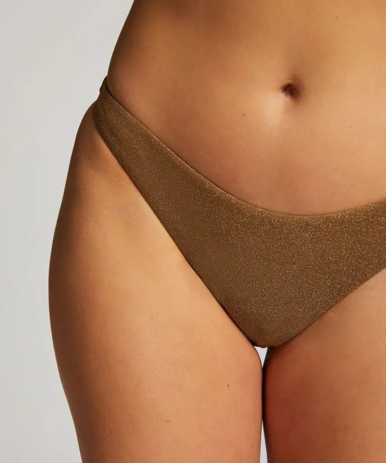 Goldie Shimmer High-Leg Bikini Bottoms - Yellow