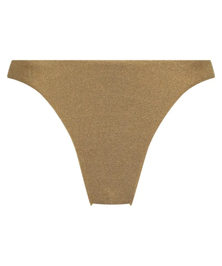 Goldie Shimmer High-Leg Bikini Bottoms - Yellow