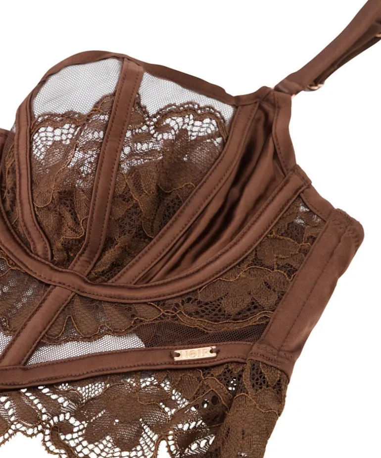 Indigo Non-Padded Underwired Longline Bra - Brown