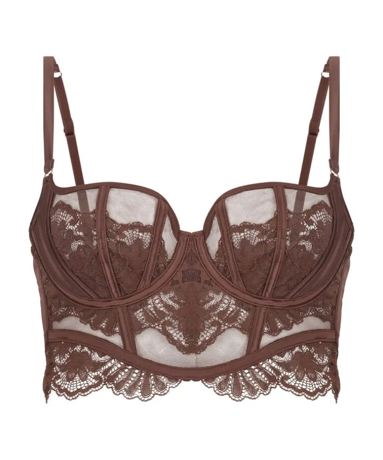 Indigo Non-Padded Underwired Longline Bra - Brown