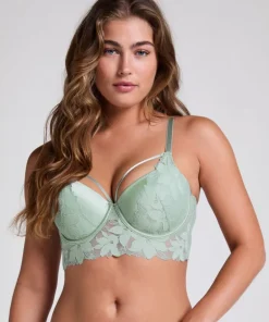 Ingrid Padded Underwired Longline bra - Green