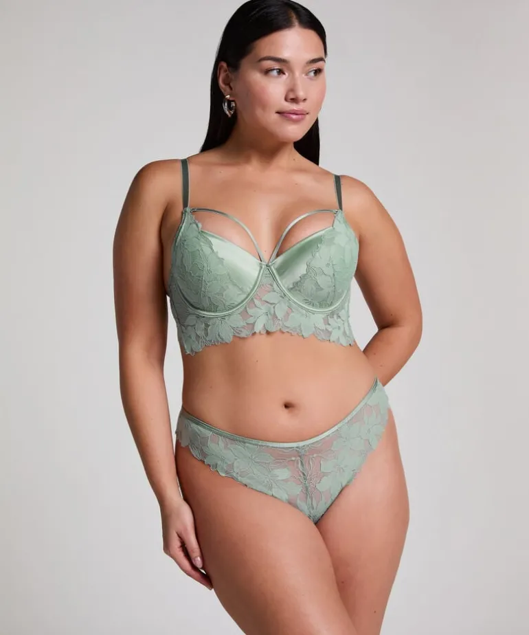 Ingrid Padded Underwired Longline bra - Green