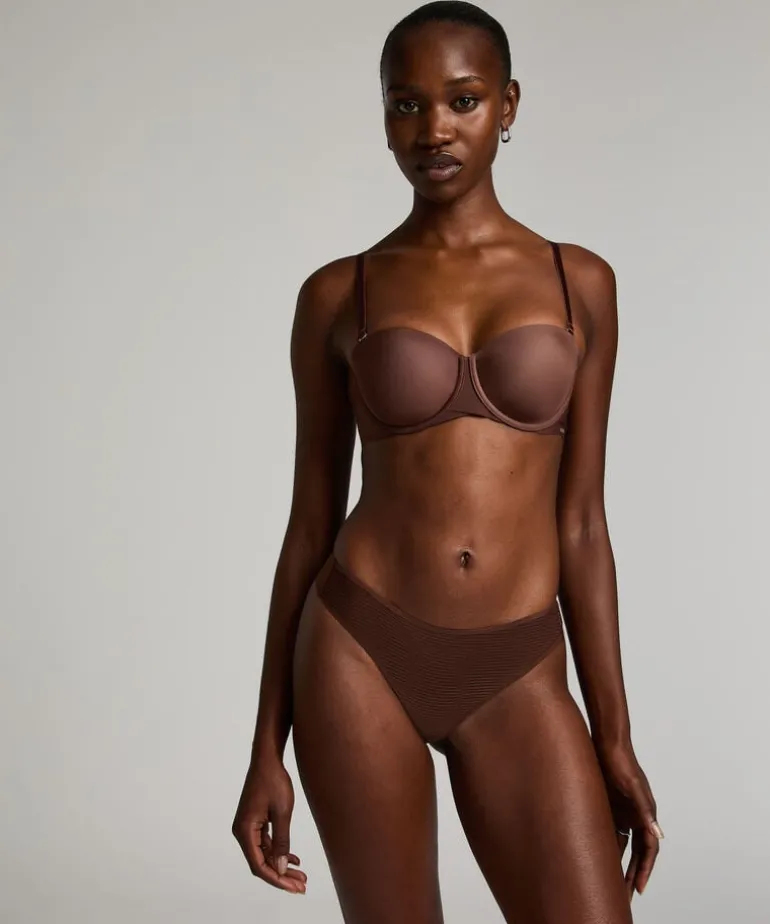 Invisible thong Stripe mesh - Brown