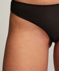 Invisible thong Stripe mesh - Black