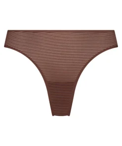 Invisible thong Stripe mesh - Brown