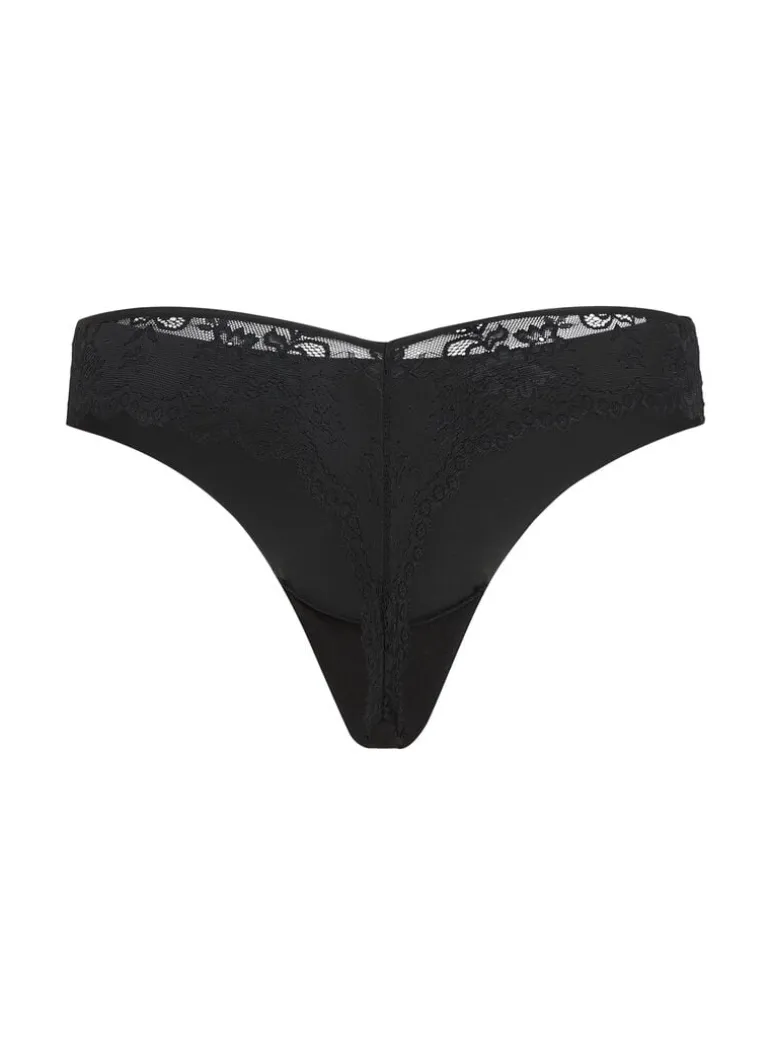 Invisible thong Stripe mesh - Black