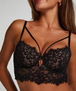 Isabella Padded Underwired Longline Bra - Black
