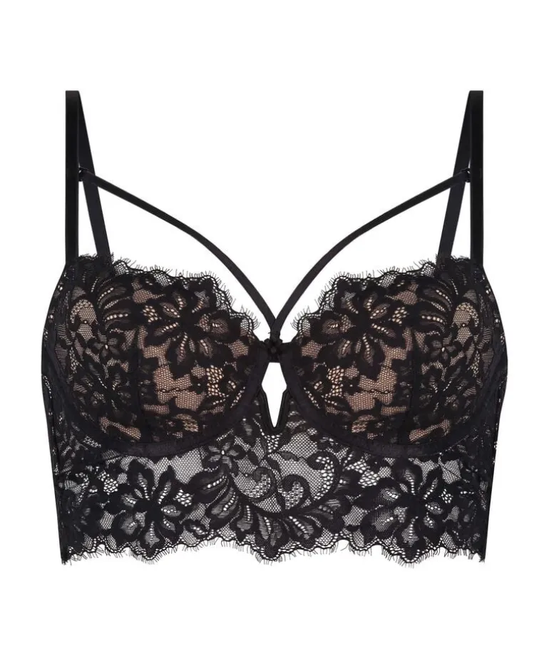Isabella Padded Underwired Longline Bra - Black