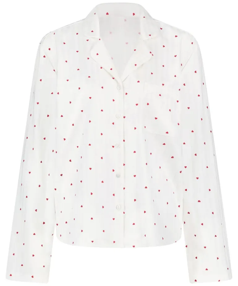 Jacquard Hearts Jacket Longsleeve - White