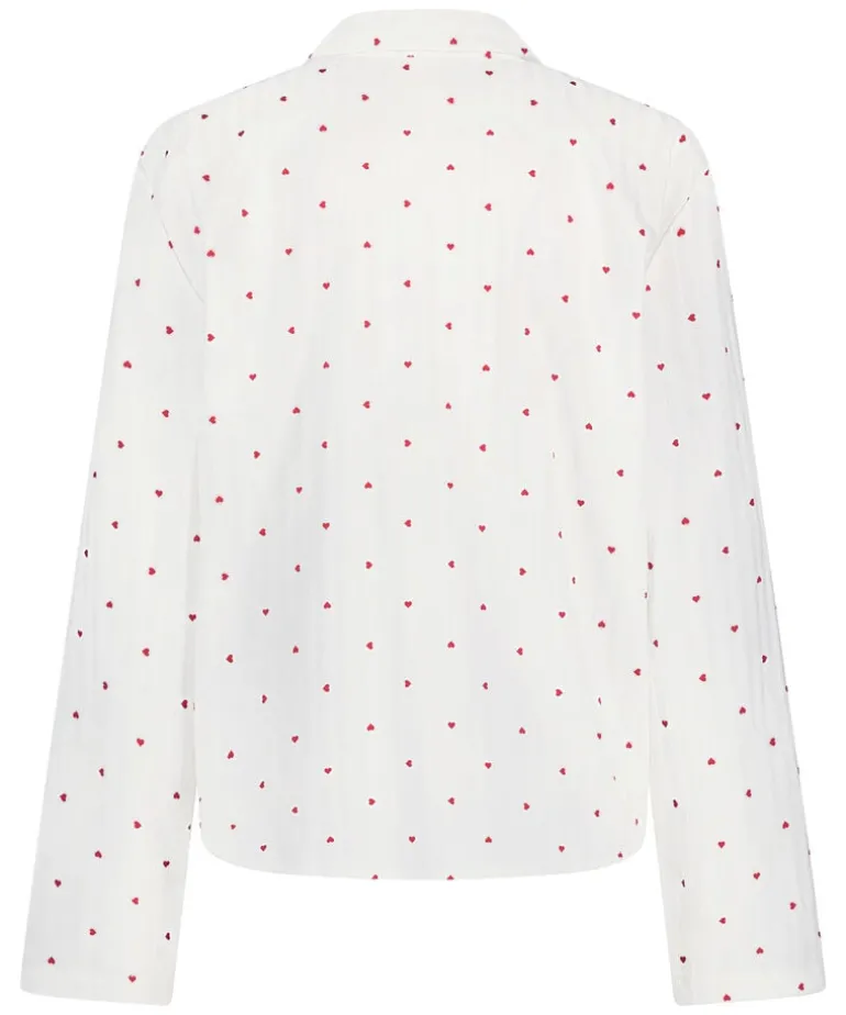 Jacquard Hearts Jacket Longsleeve - White
