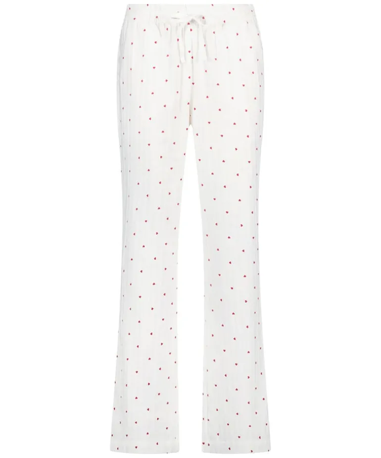 Jacquard Hearts Regular Pyjama Bottoms - White