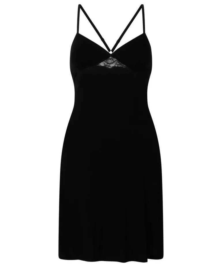 Jersey Lace Back Slipdress - Black