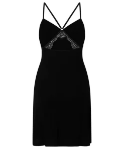Jersey Lace Back Slipdress - Black