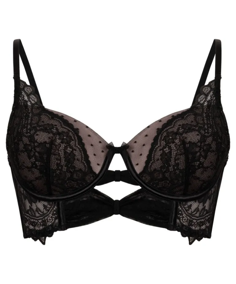 Juliette Padded Longline Underwired Bra - Black