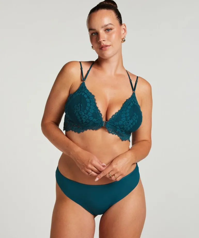 Lace Back Invisible Thong - Blue