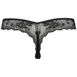 Lace Back Invisible Thong - Black