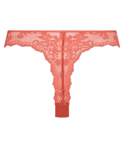 Lace Back Invisible Thong - Red