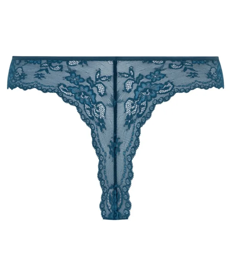 Lace Back Invisible Thong - Blue