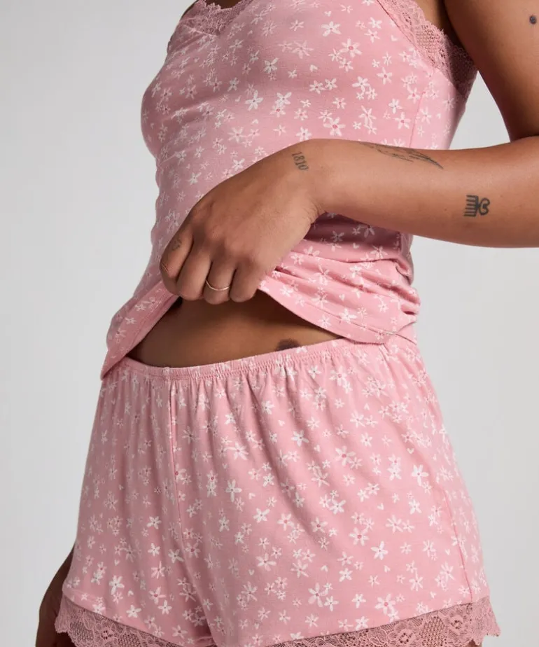 Lace Jersey Pyjama Set - Pink