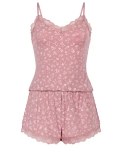 Lace Jersey Pyjama Set - Pink