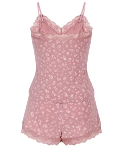 Lace Jersey Pyjama Set - Pink
