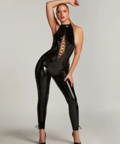 Lace Up Catsuit - Black