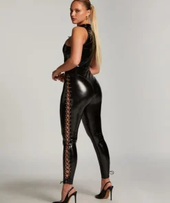Lace Up Catsuit - Black