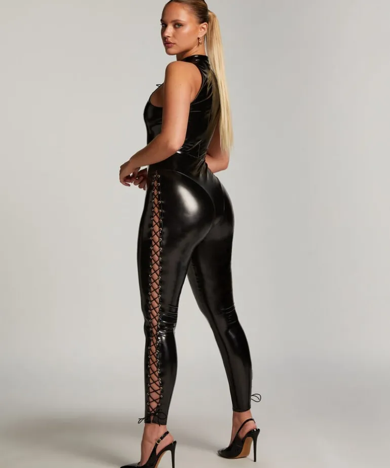 Lace Up Catsuit - Black