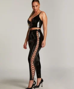 Lace-up leggings - Black