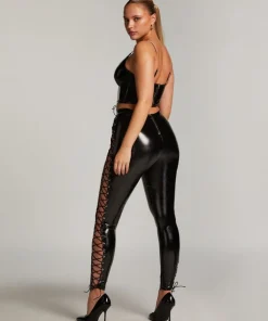 Lace-up leggings - Black