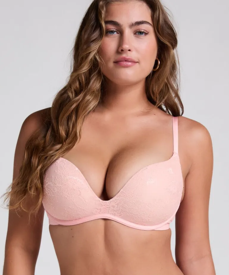 Lea Lace Padded Non-Wired Bra - Pink