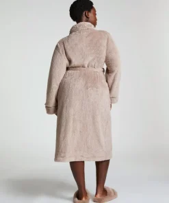 Long Fleece Bathrobe - Beige
