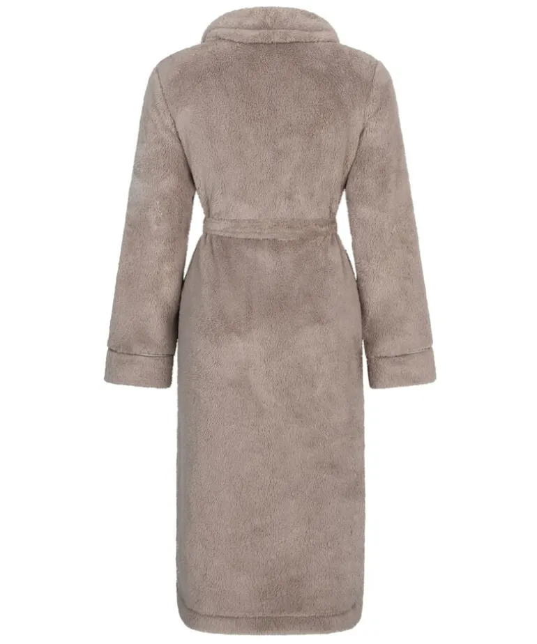 Long Fleece Bathrobe - Beige