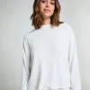 Long-sleeved Knitted Ribbed Pyjama Top - White