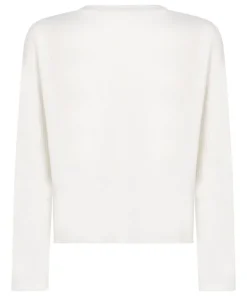 Long-sleeved Knitted Ribbed Pyjama Top - White